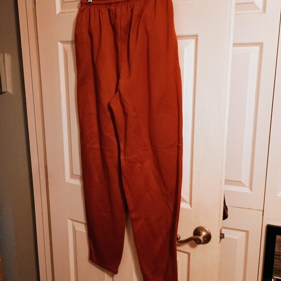 Womens Jennifer Lauren Burnt Orange Sweatpants, L, Hi Rise, Wide Leg, New - Picture 3 of 5